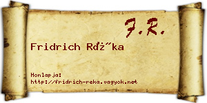 Fridrich Réka névjegykártya